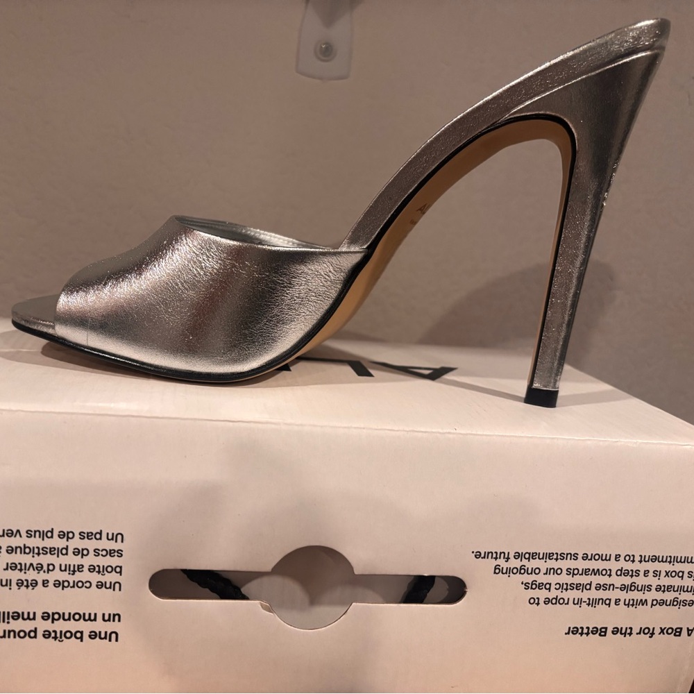 Aldo Marcelia Silver High Heel Mules 10 NIB